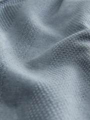 Bleu - 100% Coton Rayure texturée Short à taille coulissante - Image 10 de 10