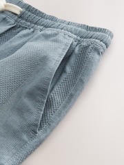 Bleu - 100% Coton Rayure texturée Short à taille coulissante - Image 9 de 10