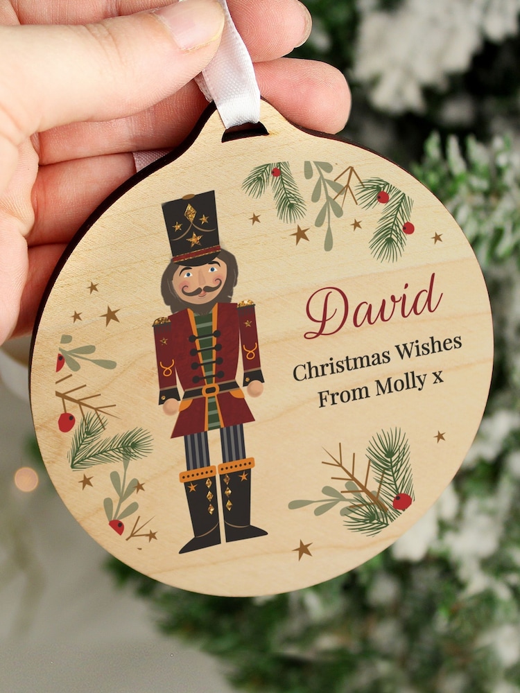 Personalised Christmas Nutcracker Wooden Bauble by PMC - Image 2 of 3
