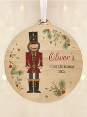 Personalised Christmas Nutcracker Wooden Bauble by PMC - Image 3 of 3