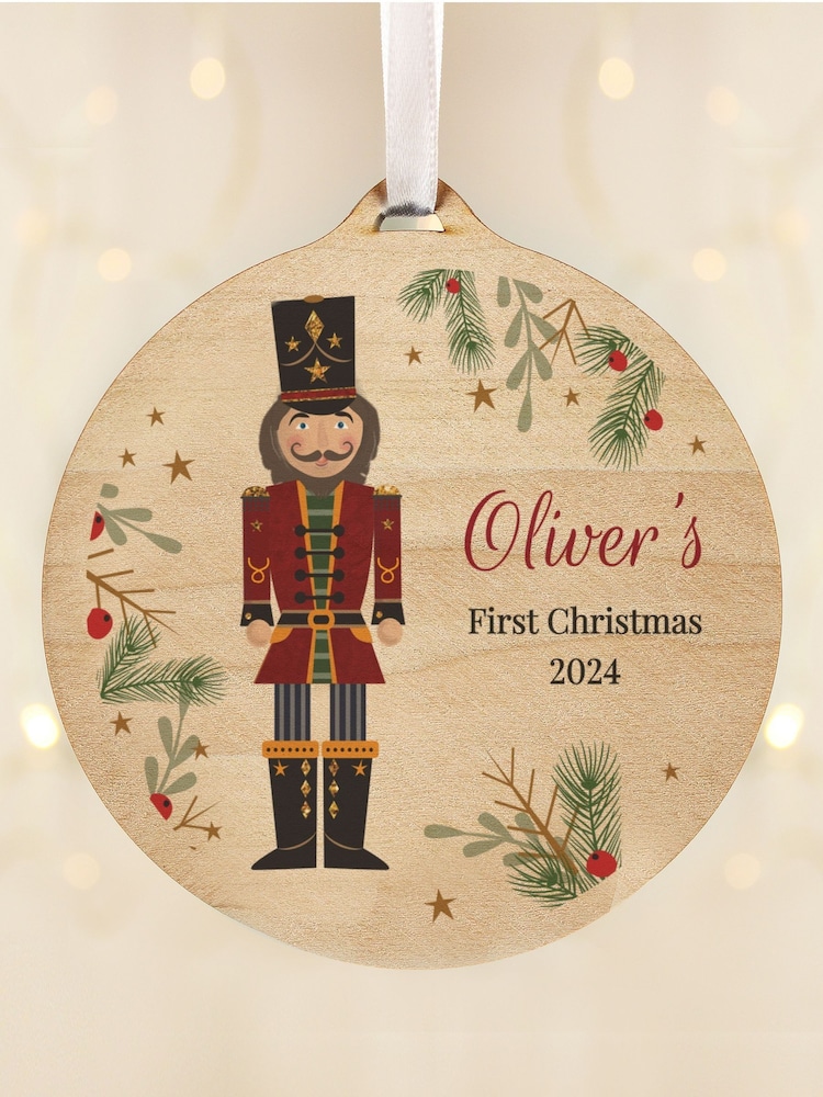 Personalised Christmas Nutcracker Wooden Bauble by PMC - Image 3 of 3