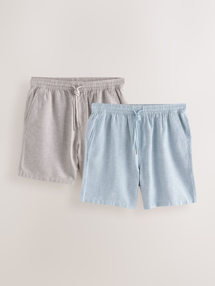 Синий/нейтральный - Cotton Linen Dock Shorts 2 Pack - Изображение 1 из 7 Синий/нейтральный - Cotton Linen Dock Shorts 2 Pack - Изображение 1 из 7