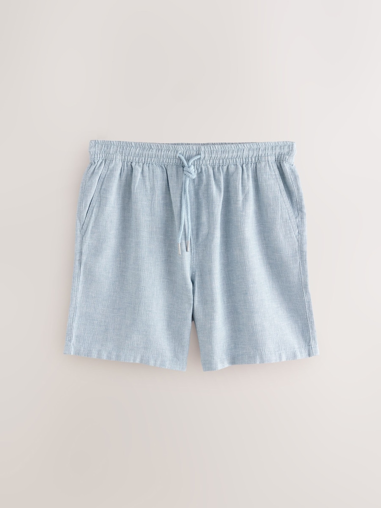 Blue/Neutral Cotton Linen Dock Shorts 2 Pack - Image 2 of 7