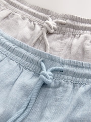 Blue/Neutral Cotton Linen Dock Shorts 2 Pack - Image 4 of 7