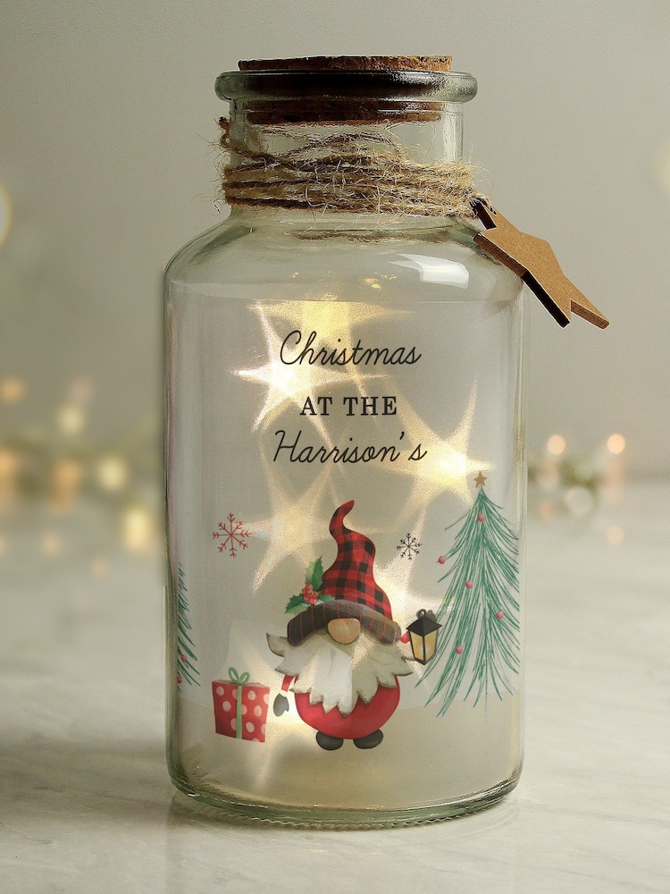 Personalised Festive Led Glass Christmas Jar by PMC - Image 1 of 3