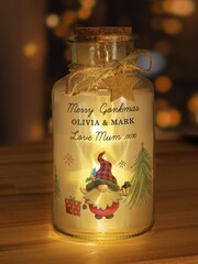 Personalised Festive Led Glass Christmas Jar by PMC - Image 2 of 3
