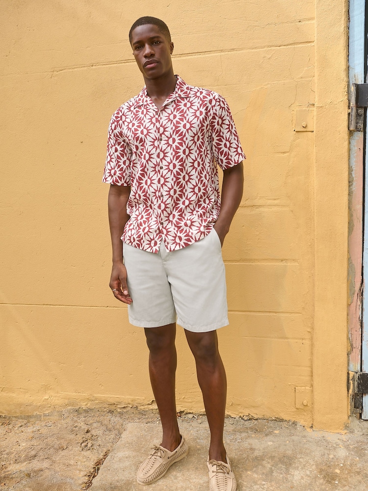 Grey Premium Soft Touch Linen Blend Elasticated Waist Shorts - Image 2 of 7 Grey Premium Soft Touch Linen Blend Elasticated Waist Shorts - Image 2 of 7