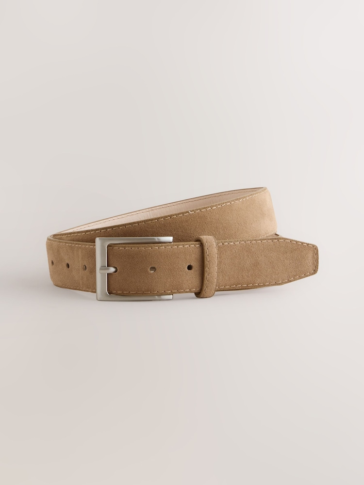 Светло-серый - Faux Suede Belted Chino Shorts - Изображение 9 из 9