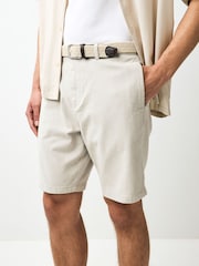 Stone Woven Belted Textured Shorts - Image 1 of 10