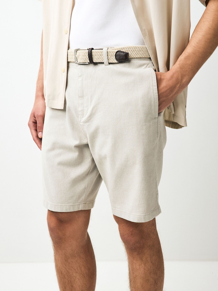 Stone Woven Belted Textured Shorts - Image 1 of 10