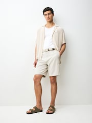 Stone Woven Belted Textured Shorts - Image 2 of 10