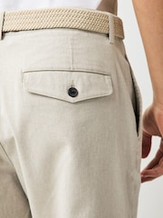 Stone Woven Belted Textured Shorts - Image 6 of 10
