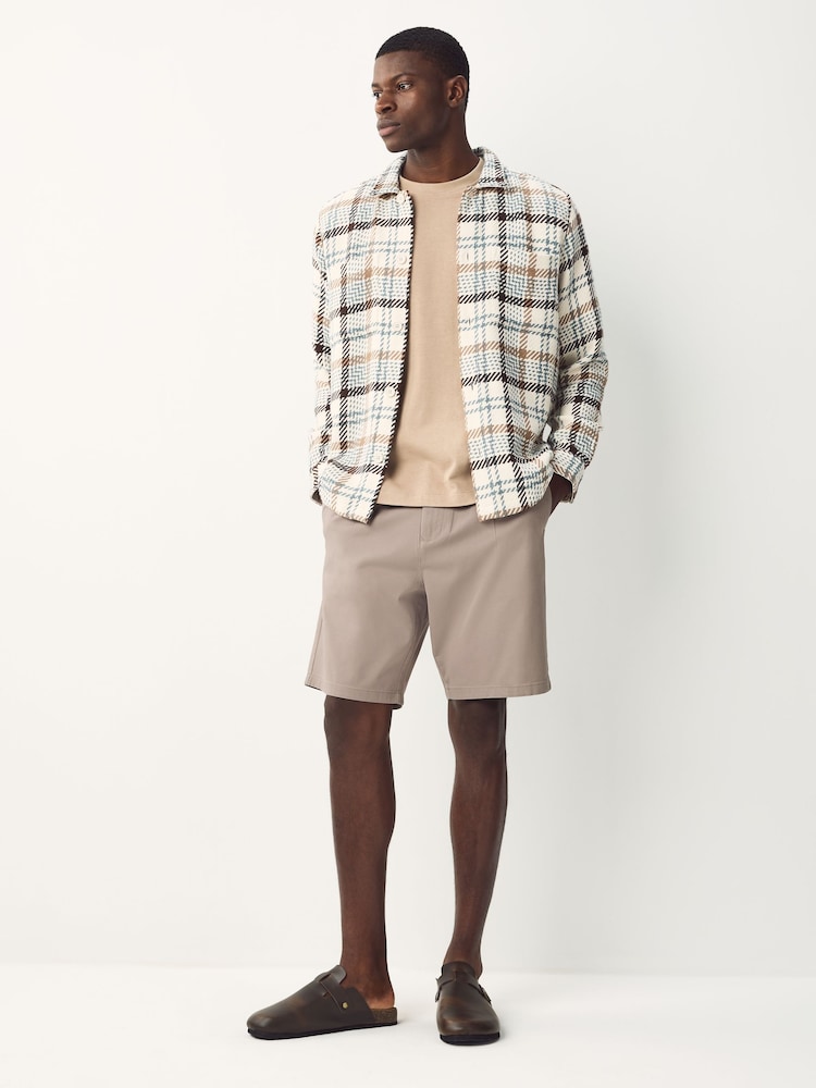 Mushroom Straight Fit Pleated Chino Shorts - Image 2 of 9 Mushroom Straight Fit Pleated Chino Shorts - Image 2 of 9