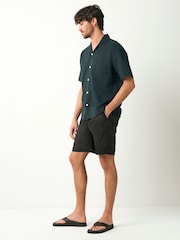 Black Elasticated Waist Pleat Chino Shorts - Image 2 of 8