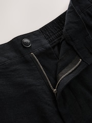 Black Elasticated Waist Pleat Chino Shorts - Image 7 of 8