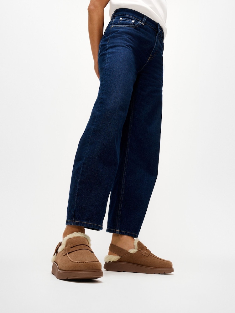 FitFlop Gen-Ff Suede Shearling Loafer Back-Strap Mules - Imagen 1 de 4