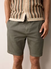 Sage Green Faux Suede Belted Chino Shorts - Image 5 of 7