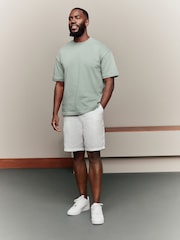 Blanc - Short chino à taille élastique en lin - Image 1 de 8