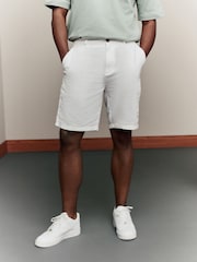 Blanc - Short chino à taille élastique en lin - Image 2 de 8