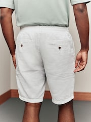 Blanc - Short chino à taille élastique en lin - Image 3 de 8