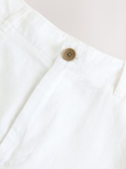 Blanc - Short chino à taille élastique en lin - Image 7 de 8