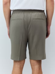 Khaki Elasticated Waist Pleat Chino Shorts - Image 3 of 8