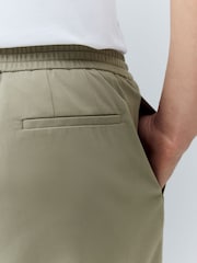 Khaki Elasticated Waist Pleat Chino Shorts - Image 5 of 8