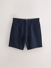 French Navy Straight Fit Pleated Chino Shorts - Image 1 of 4