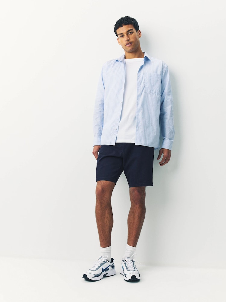 French Navy Straight Fit Pleated Chino Shorts - Image 2 of 10 French Navy Straight Fit Pleated Chino Shorts - Image 2 of 10