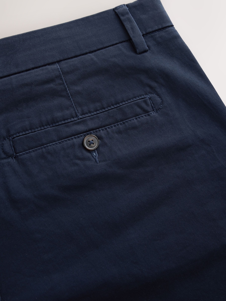 French Navy Straight Fit Pleated Chino Shorts - Image 4 of 4