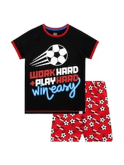 Harry Bear Red Work Hard Football Short Pyjamas - Image 1 of 5