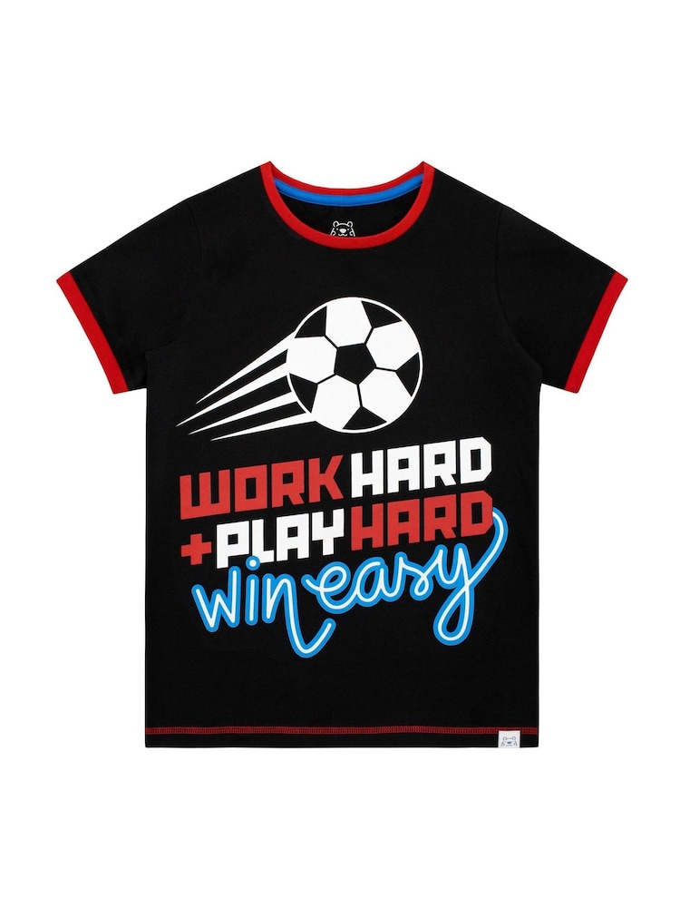 Harry Bear Red Work Hard Football Short Pyjamas - Image 2 of 5