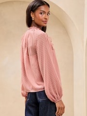 Lipsy Pink Ruffle Trim Dobby Fabric Blouse - Image 4 of 4