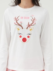 Society 8 White & Pink Womens Deer Family Pyjamas - Image 3 of 4