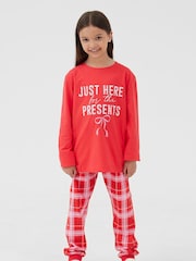 Society 8 Red Girls Just Here For The Presents Pyjamas - Image 1 of 4
