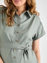 JoJo Maman Bébé Khaki Linen Blend Maternity Shirt - Image 4 of 4