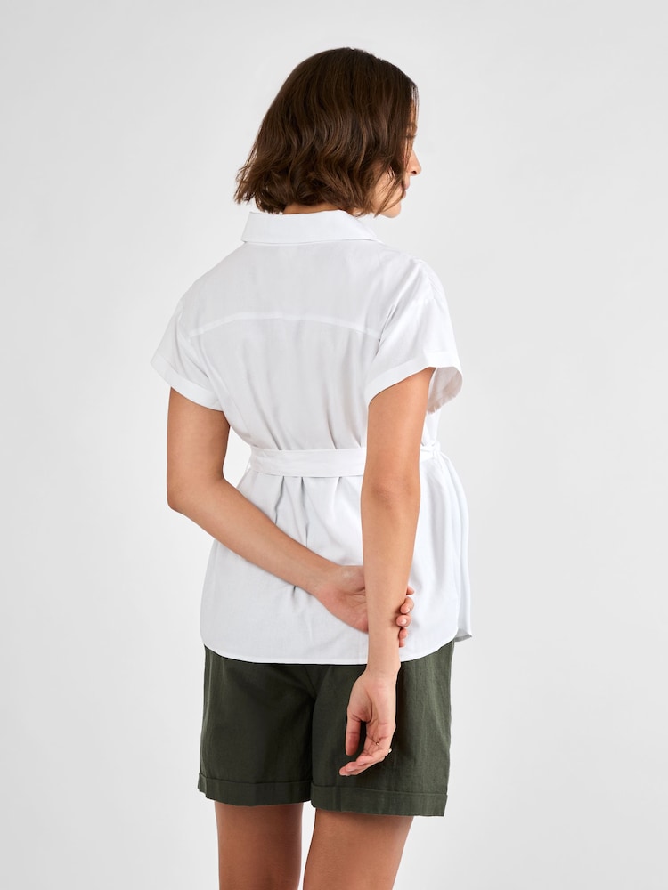 JoJo Maman Bébé White Linen Blend Maternity Shirt - Image 2 of 4