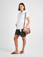 JoJo Maman Bébé White Linen Blend Maternity Shirt - Image 3 of 4