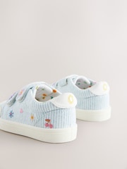 Blue Stripe Wide Fit (G) Touch Fasten Strap Machine Washable Trainers - Image 3 of 5