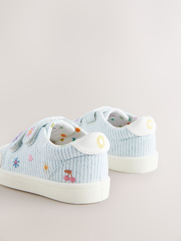 פסים כחולים - Touch Fasten Strap Machine Washable Trainers - Image 3 of 5