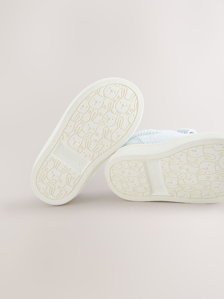 Blue Stripe Wide Fit (G) Touch Fasten Strap Machine Washable Trainers - Image 5 of 5