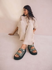 Gold Forever Comfort® Beaded Platform Buckle Detail Footbed Wedge Shoes - Image 3 of 9