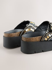 Gold Forever Comfort® Beaded Platform Buckle Detail Footbed Wedge Shoes - Image 9 of 9