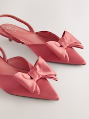 Pink Forever Comfort® Point Toe Bow Slingback Kitten Heels - Image 10 of 11