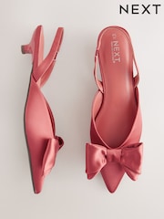 Pink Point Toe Bow Slingback Kitten Heels Shoes - Image 13 of 15