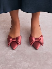 Pink Forever Comfort® Point Toe Bow Slingback Kitten Heels - Image 2 of 11