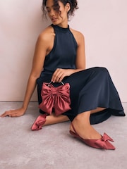 Pink Forever Comfort® Point Toe Bow Slingback Kitten Heels - Image 3 of 11