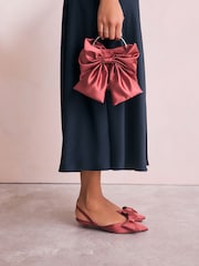 Pink Forever Comfort® Point Toe Bow Slingback Kitten Heels - Image 4 of 11