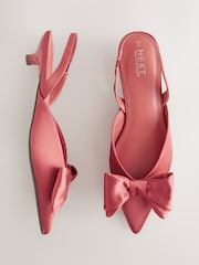 Pink Forever Comfort® Point Toe Bow Slingback Kitten Heels - Image 5 of 11