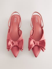 Pink Forever Comfort® Point Toe Bow Slingback Kitten Heels - Image 6 of 11